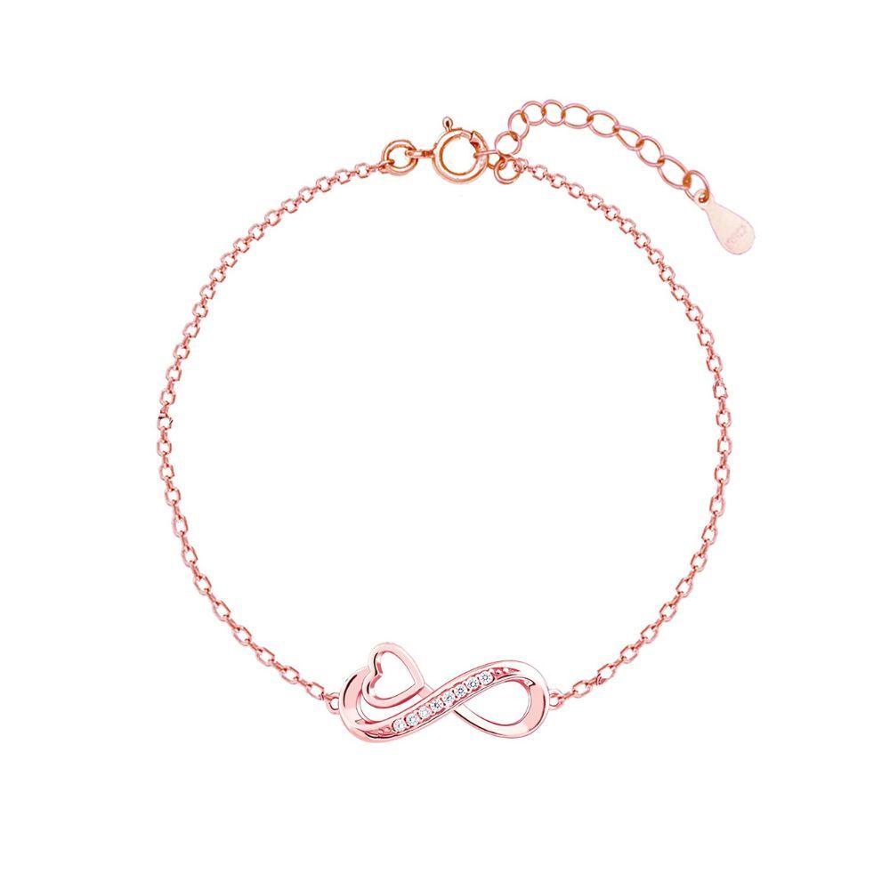 GIVA 925 Sterling Silver Rose Gold To Infinity and Beyond Bracelet, Adjustable