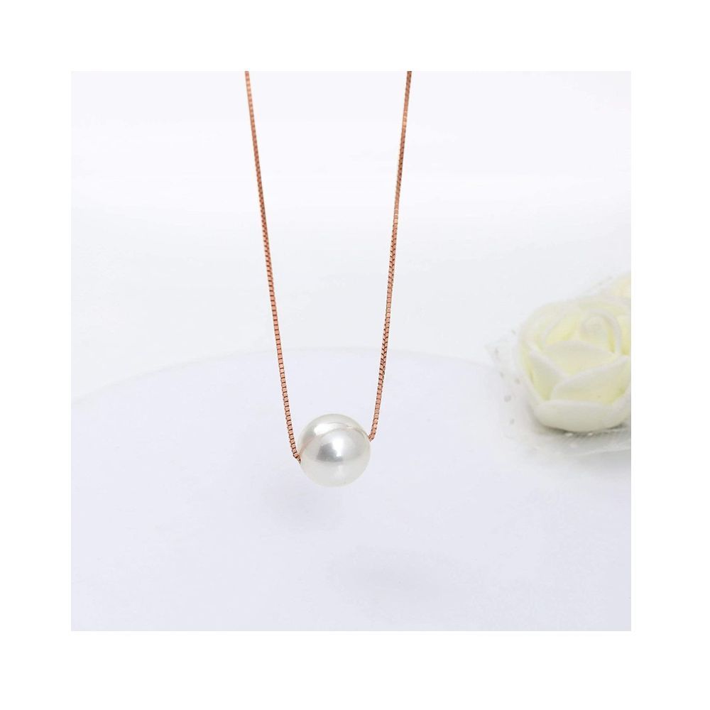 GIVA 925 Sterling Silver Rose Gold White Pearl Necklace