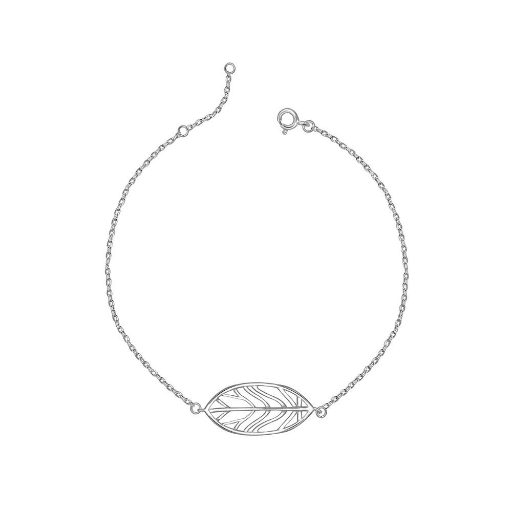 GIVA 925 Sterling Silver Silver Tranquil Leaf Bracelet, Adjustable