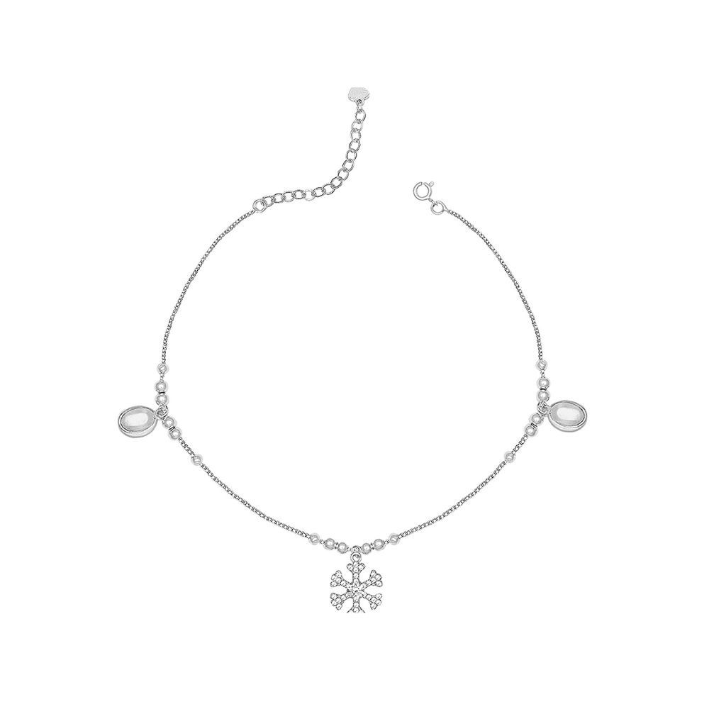 GIVA 925 Sterling Silver Zircon Snowflake Anklet