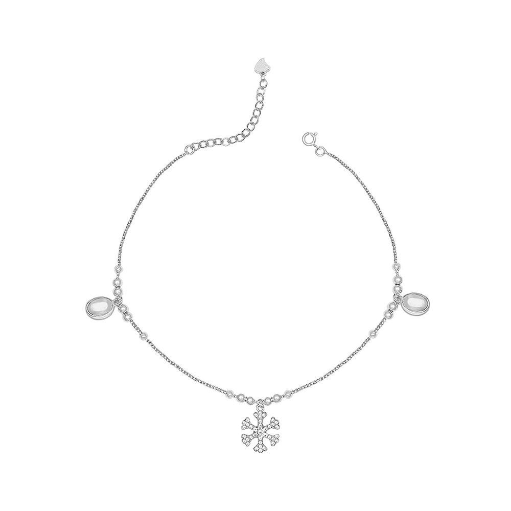 GIVA 925 Sterling Silver Zircon Snowflake Anklet, (Single) | Gifts for Women & Girls
