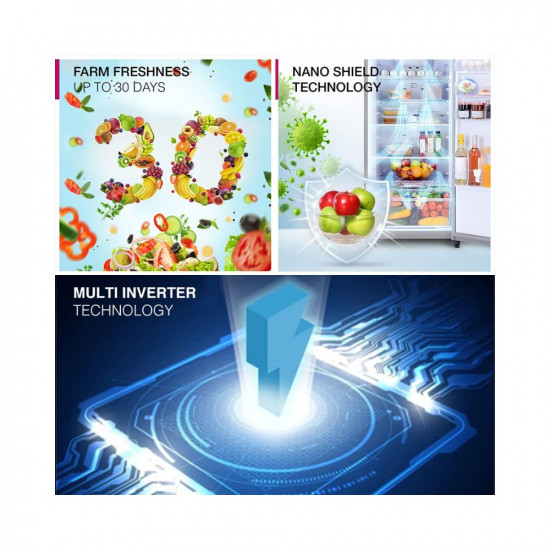 Godrej 223 L 2 Star Inverter, 30 days Farm Freshness With Nano Shield Technology Frost Free Double Door Refrigerator(2023 Model, RF EON 244B RI FS ST, Fossil Steel)