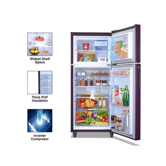Godrej 234 L 2 Star Inverter, 24 Days farm Freshness Frost Free Double Door Refrigerator(RT EONALPHA 250B 25 RI JD PR, Jade Purple)
