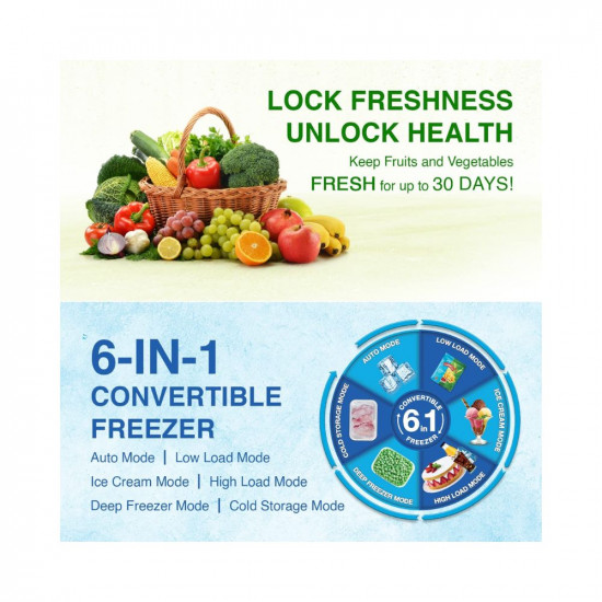 Godrej 244 L 3 Star Convertible Freezer 6-In-1, 30 Days Farm Freshness, Frost Free Inverter Double Door Refrigerator(2023 Model, RF EON 265C RCIF FS ST, Fossil Steel)