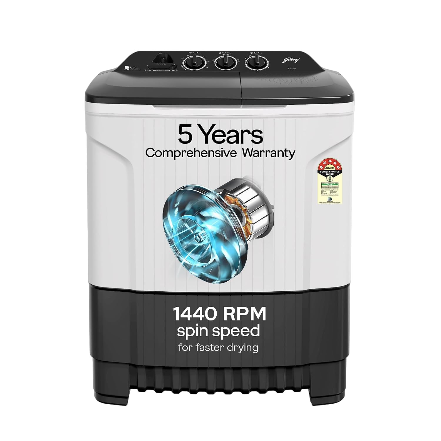 Godrej 75 kg Semi Automatic Top Load Washing Machine WS EDGE CLS 75 50 PN2 GPGR Graphite Grey