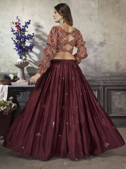 Gorgeous Maroon Sequined Art Silk Ready-to-wear Lehenga Choli
Semi Stitched