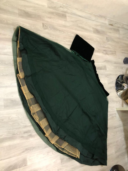 Green Designer Net Lehenga With Velvet Crop Top