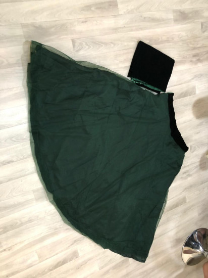 Green Designer Net Lehenga With Velvet Crop Top