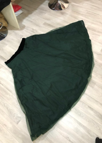 Green Designer Net Lehenga With Velvet Crop Top