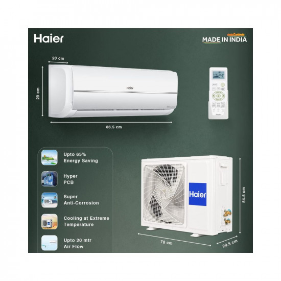 Haier 1.5 Ton 3 Star Inverter Split AC (Copper, Antibacterial Filter, 2023 Model