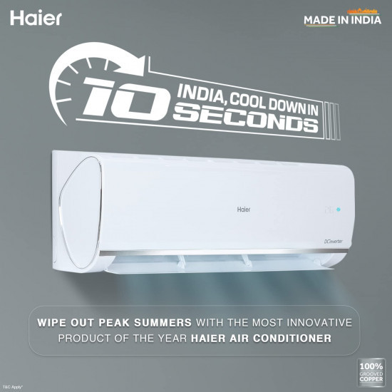 Haier 1.5 Ton 3 Star Inverter Split AC (Copper,Convertible 7 in 1 Cooling Modes, Antibacterial Filter, 2023 Model, HSU18K-PYS3BE1-INV, White)