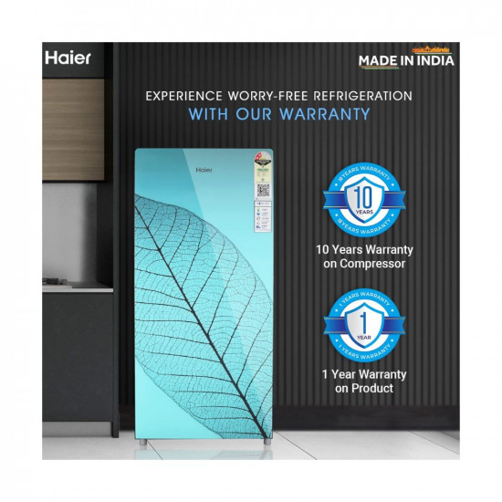 Haier 185 L 2 Star Direct Cool Single Door Refrigerator (2023 Model, HED-19TGG-N, Holyleaf Glass)