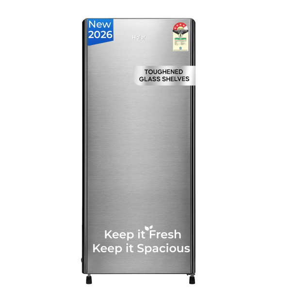 Image of Haier 190 L 4 Star Direct Cool Single Door Refrigerator with Fast Ice Making, Easy Clean Back, Large Vegetable Box (HED-204TDSA-N, Dazzle Steel, 2026 Model)