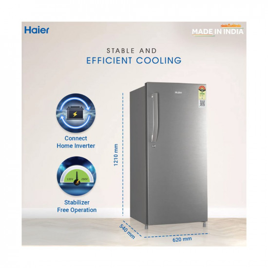 Haier 190 L 5 Star Direct Cool Single Door Refrigerator (2023 Model, HED-205DS-P, Dazzle Steel)