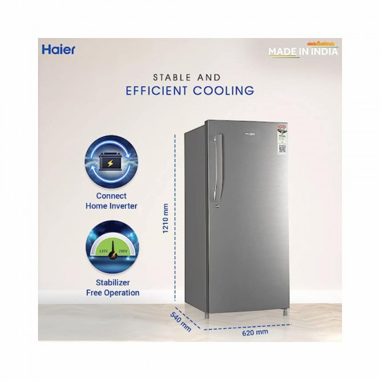 Haier 190L 4 Star Direct Cool Single Door Refrigerator HED 204DS P
