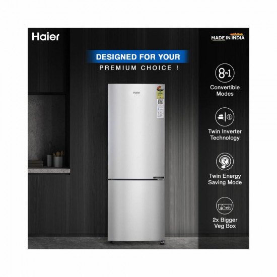Haier 237L 3 Star Frost Free Inverter Double Door Bottom Mount Refrigerator HEB 243GS P