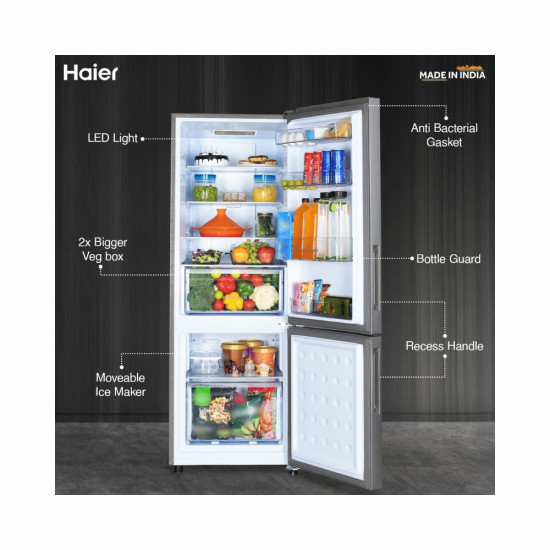 Haier 237L 3 Star Frost Free Inverter Double Door Bottom Mount Refrigerator HEB 243GS P