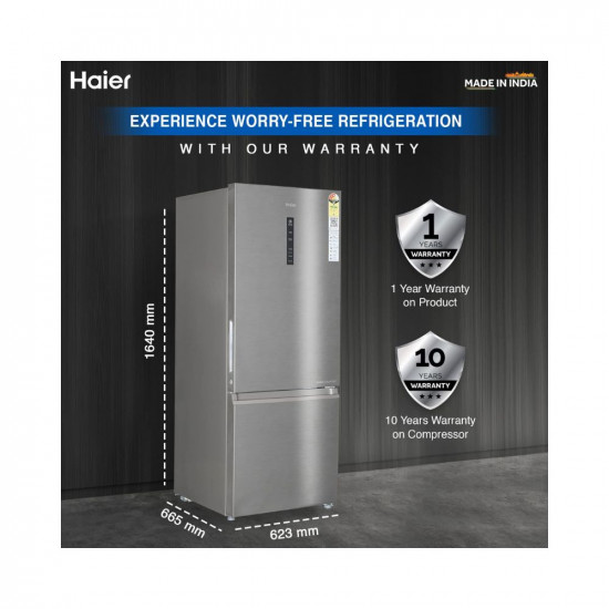 Haier 325L 3 Star Frost Free Inverter Double Door Bottom Mount Refrigerator HEB 333DS P