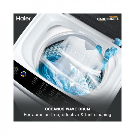 Haier 7 Kg 5 Star Fully Automatic Top Load Washing Machine (2023 Model, HWM70-AE, Oceanus Wave Drum, Moon Light Grey)