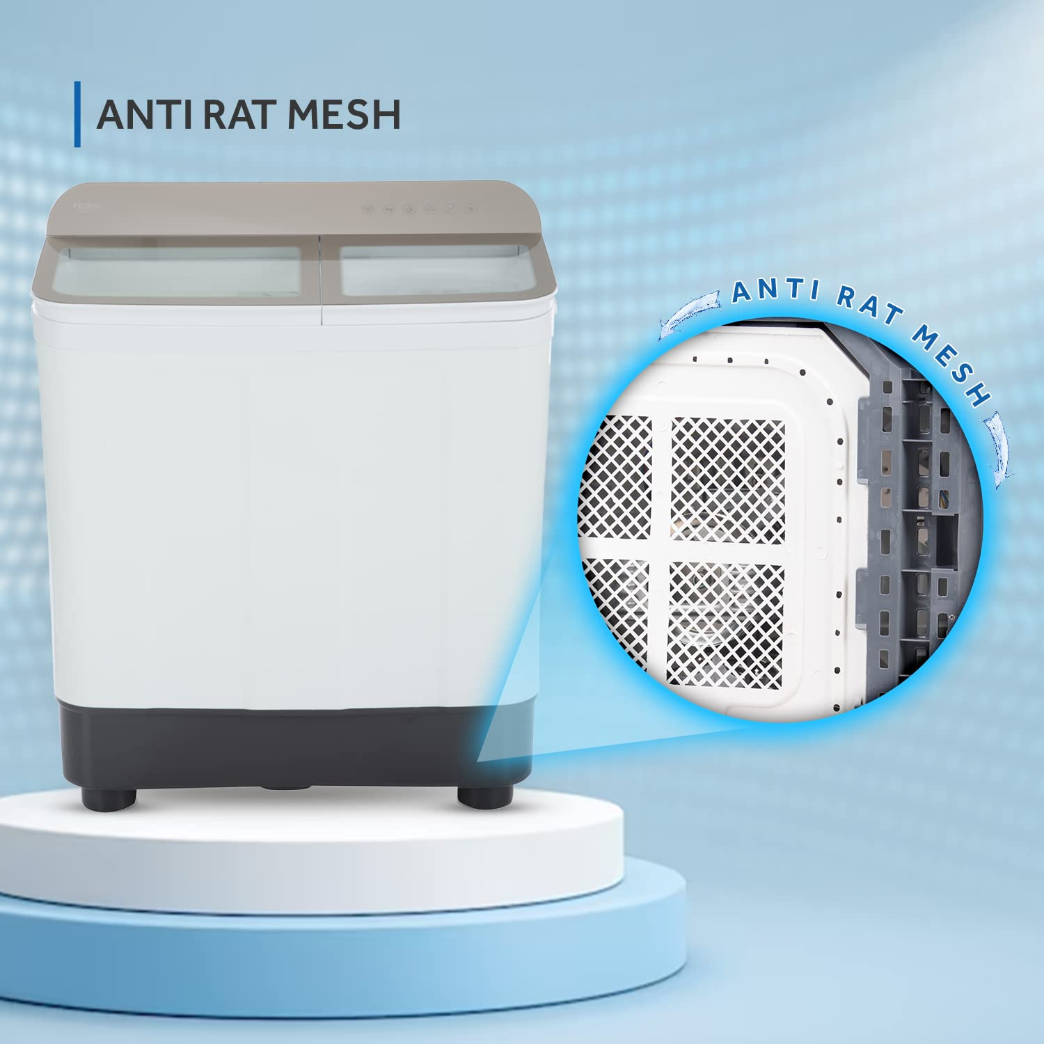 Haier 7 Kg 5 star SEMI Automatic Top Loading Washing Machine HTW70-178N white Anti Bacterial anti bacterial vortex Pulsator Magic Filter 1300 RPM  Castors