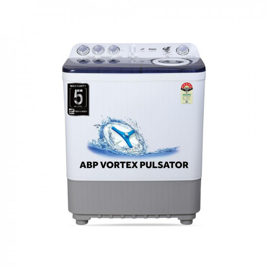 Haier 8 Kg 5 Star Voltex Pulsator Semi-Automatic Top Load Washing Machine (2023 Model, HTW80-186, Black Board)