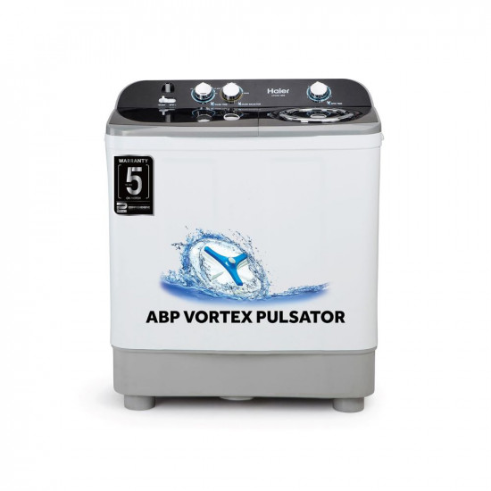 Haier 9.5 Kg 5 Star Voltex Pulsator Semi-Automatic Top Load Washing Machine (2023 Model, HTW95-186S, Black)