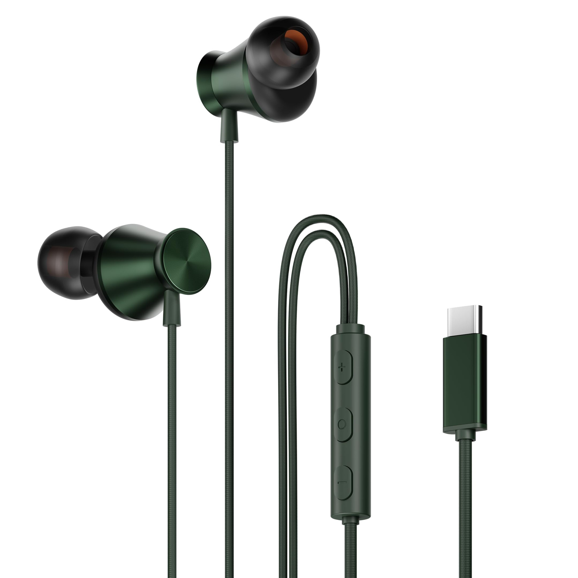HAMMER Nova in Ear C Type Earphones Wired with Mic13mm Driver in-line Control Metallic Built Powerful Bass Comfortable  Lightweight Green