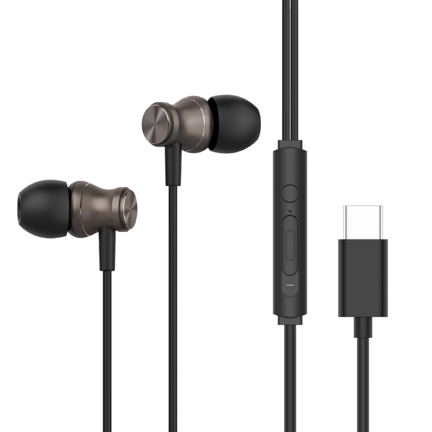HAMMER Nova in Ear C Type Earphones Wired with Mic13mm Driver in-line Control Metallic Built Powerful Bass Comfortable  Lightweight Black