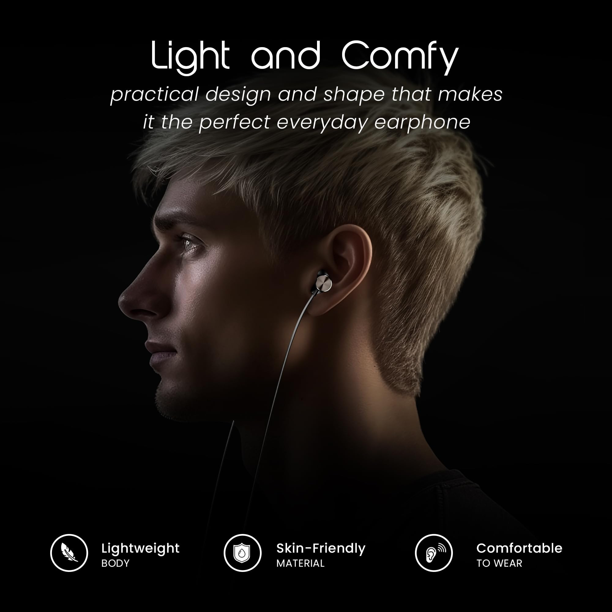 HAMMER Nova in Ear C Type Earphones Wired with Mic13mm Driver in-line Control Metallic Built Powerful Bass Comfortable  Lightweight Black