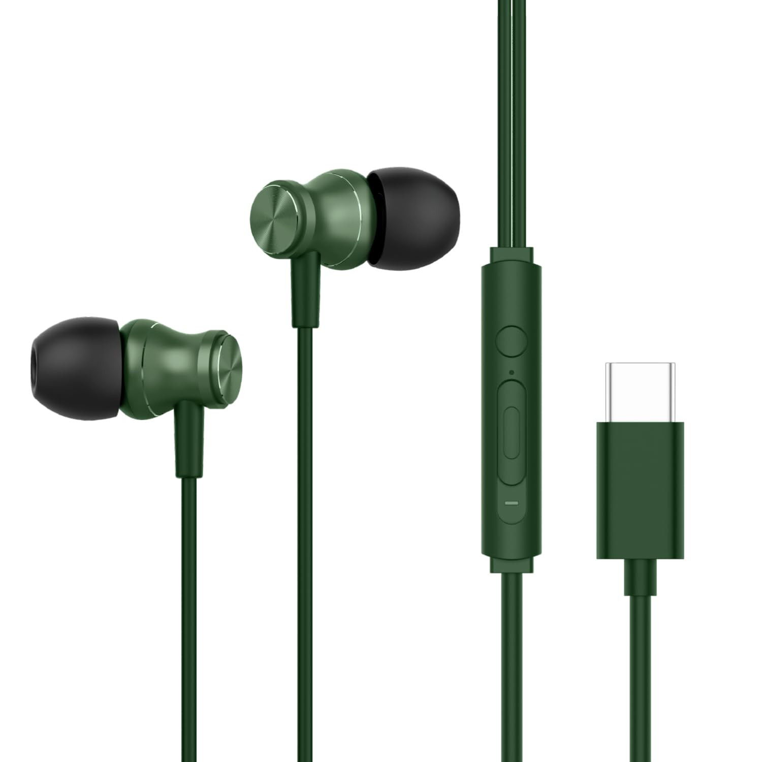 HAMMER Nova in Ear C Type Earphones Wired with Mic13mm Driver in-line Control Metallic Built Powerful Bass Comfortable  Lightweight Green