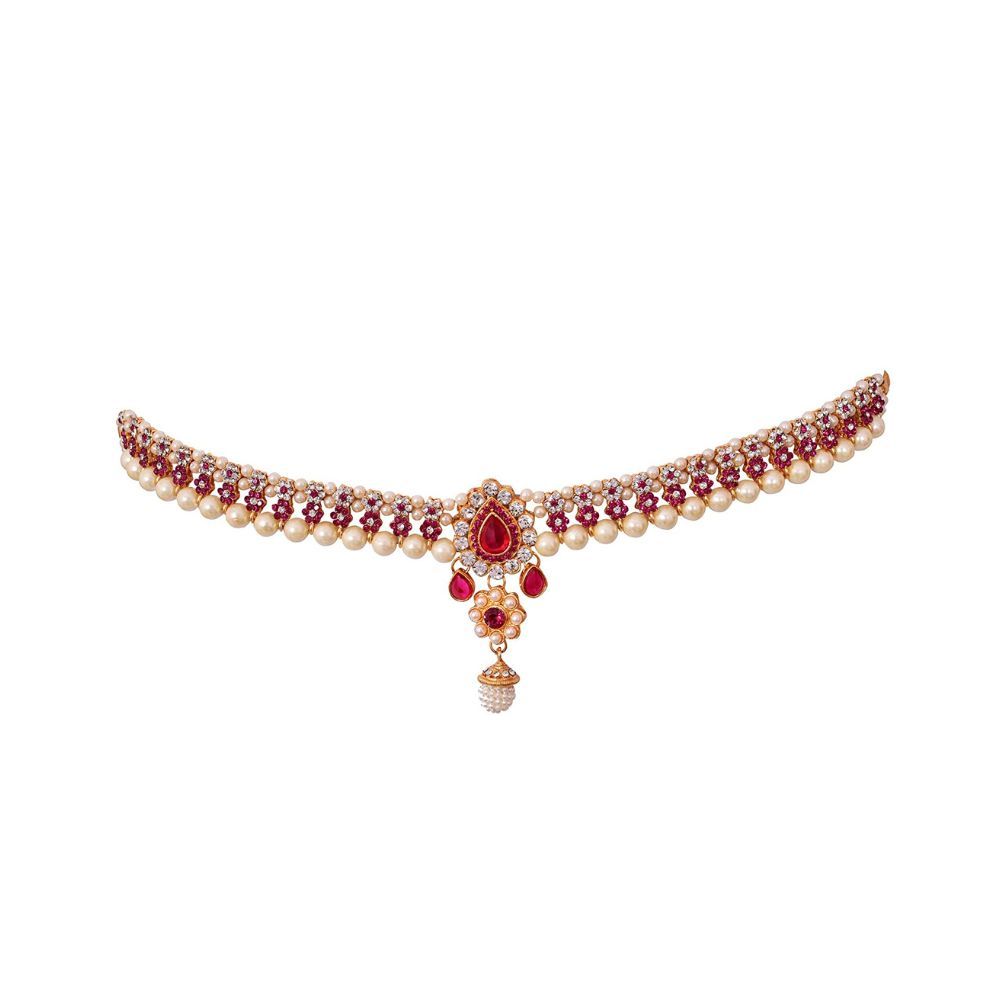 Handicraft Kottage Gold Plated Multi Strand for Girls (Gold and Pink) (HK-BellyChains-011)