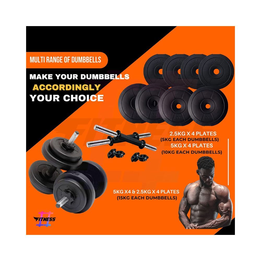 Hashtag Fitness Home Gym Set 30kg dumbles Set for Home Gym & Fitness Equipment