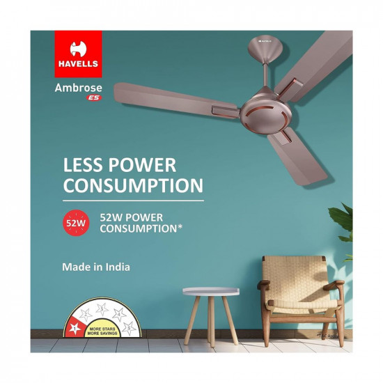 Havells 1200mm Ambrose Energy Saving Ceiling Fan (Cola Espresso Brown, Pack of 1)