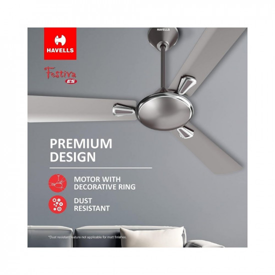 Havells 1200mm Festiva Energy Saving Ceiling Fan (Mist Grey, Pack of 1)