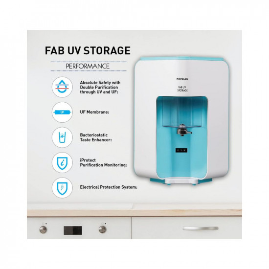 Havells Fab UV Storage Water Purifier|Copper+Zinc|5 Stage Purification|7L Transparent Tank| UV+UF Purification| Suitable TDS