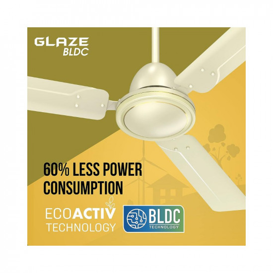 Havells Glaze Decorative BLDC 1200mm Enery Saving with Remote Control 5 Star Ceiling Fan (Bianco, Pack of 1)