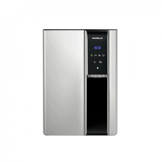 Havells Gracia Alkaline Water Purifier|Hot|Warm|Ambient dispensing, Copper+Zinc+natural minerals, 8 stage Purification, 6.8L Stainless Steel tank, RO+UV+UV LED, 24*7 Tank Sanitization (Silver & Black)