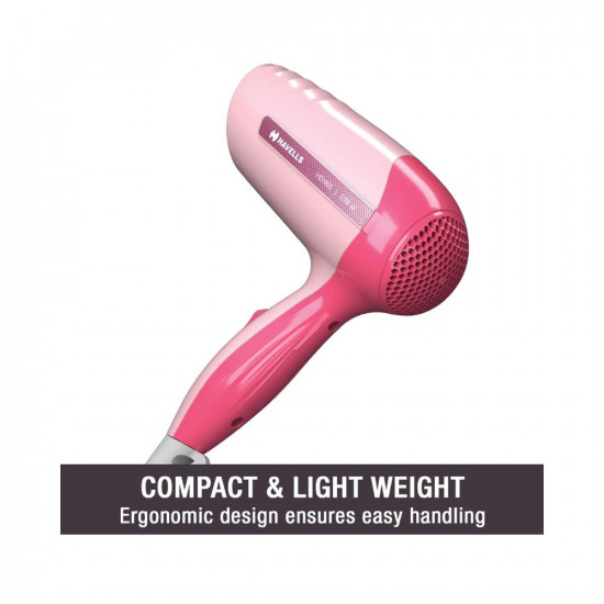 Havells HD1903 1200 Watts Powerful Hair Dryer, 2 Heat (Hot & Warm) Settings, Overheat Protection, 2 Year Guarantee (Premium Pink)