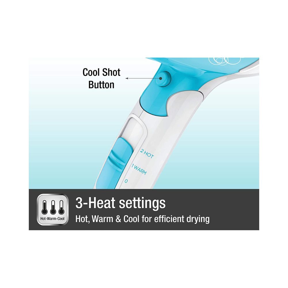 Havells HD3151 1200 W Foldable Hair Dryer; 3 Heat (Hot/Cool/Warm) Settings including Cool Shot button