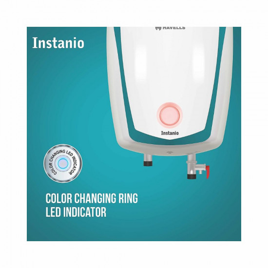 Havells Instanio 10 Litre Storage Water Heater With Flexi Pipe White Blue