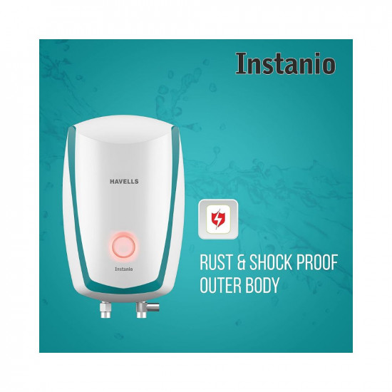 Havells Instanio 3-Litre 4.5Kw Instant Water Heater (Geyser), White Blue, Wall Mounting