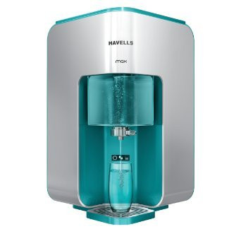 Havells MAX Water Purifier First corner mounting design Patented CopperZincpH Balance with natural minerals 7 stage Purification ROUV Purification tech 7 L Transparent tank White  green