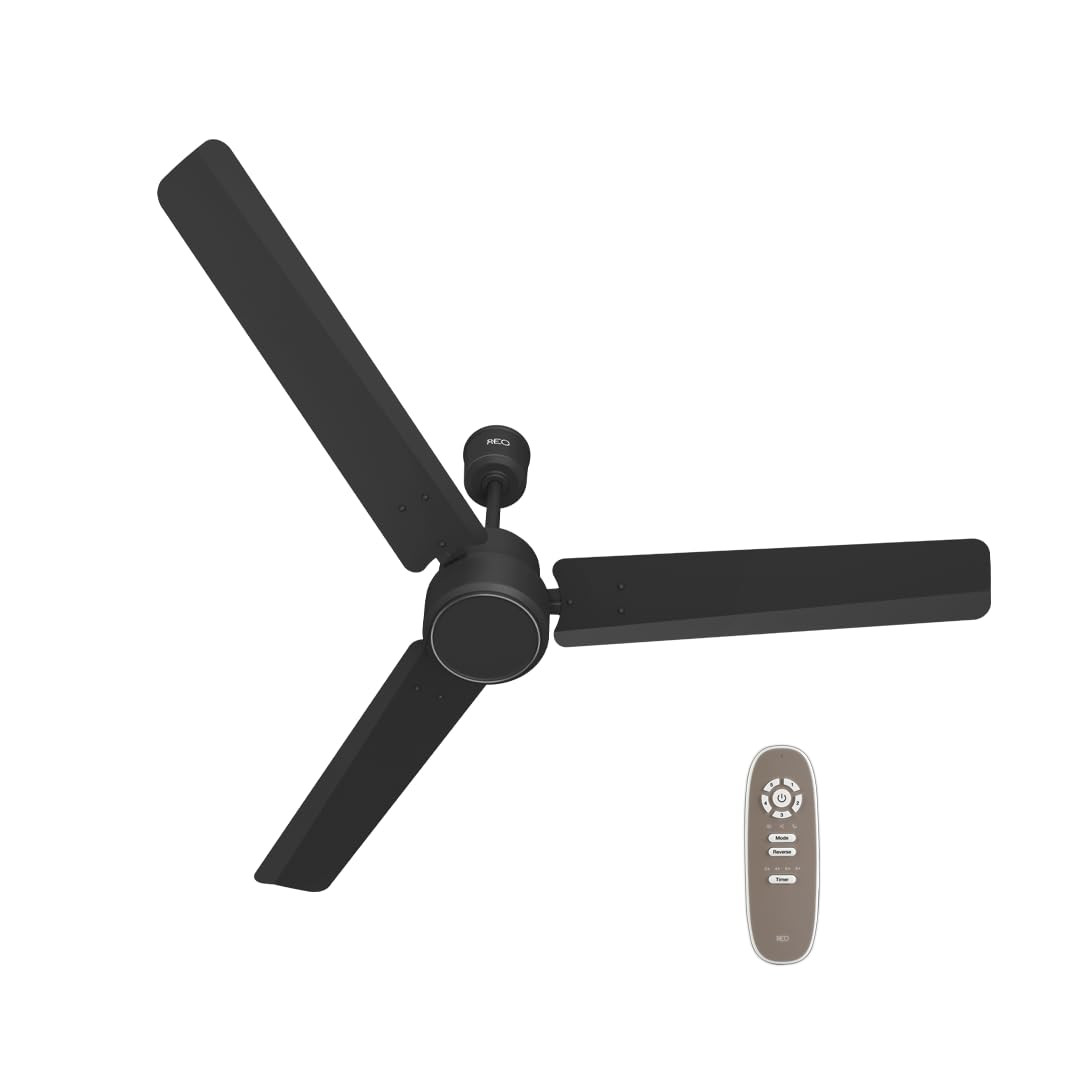Havells REO BLDC 1200MM 5 Star Rated Ceiling Fan Air Flow 220 CMM Speed 350 RPMWatt 33W Reverse Rotation Mode Timer Setting 2 Year Door Step Warranty By Manufacturer Unnovate Matte Black