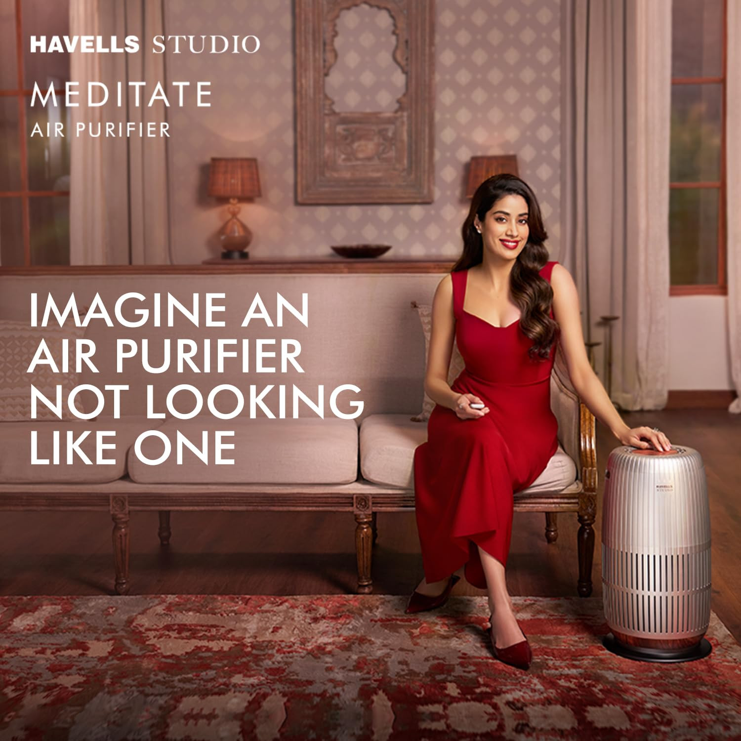 Havells Studio New Launch Air Purifier for HomeAQI DisplayRemote ControlCovers 377sqftH14 HEPA FilterWiFi AppVoice ControlSpaceTech Purification Removes 9998PM25 6 stages-360deg filtration