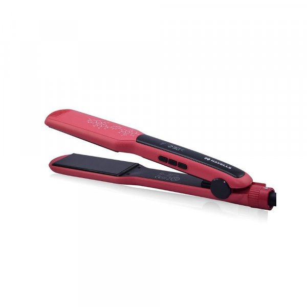 Havells Wide Plate Hair Straightener - HS4121 (Red_Free Size)