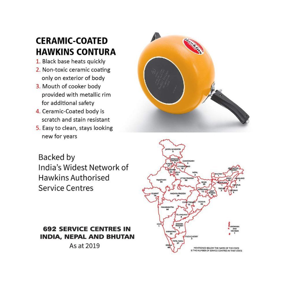 Hawkins Ceramic Coated Contura 5 L Pressure Cooker (Aluminium)