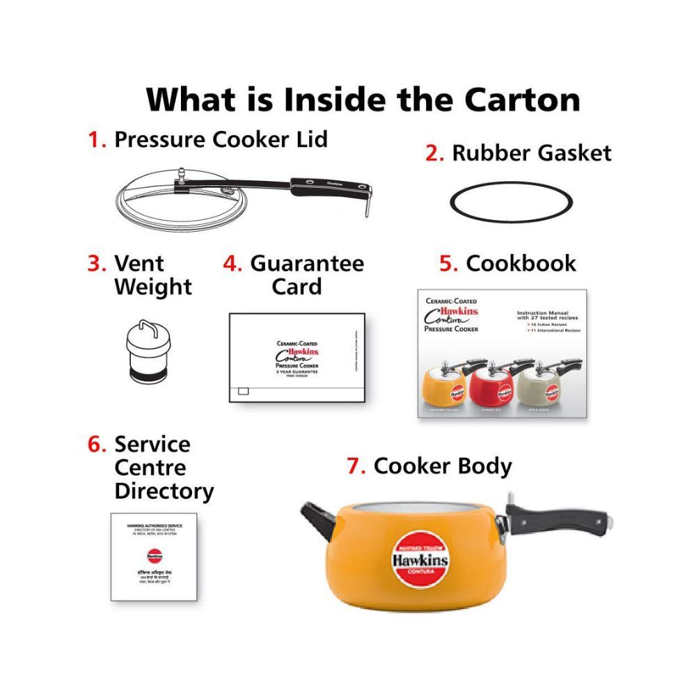 Hawkins Ceramic Coated Contura 5 L Pressure Cooker (Aluminium)