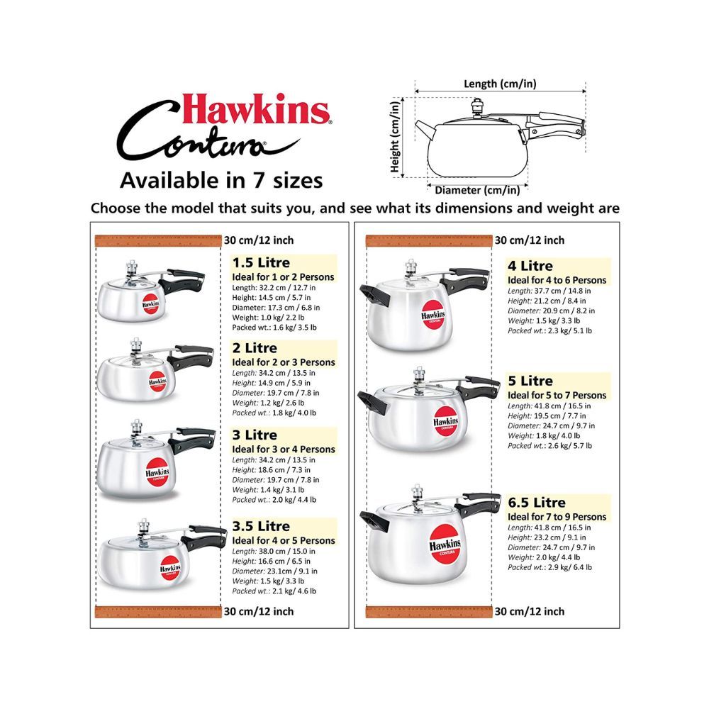 Hawkins Contura 3 L Pressure Cooker (Aluminium)