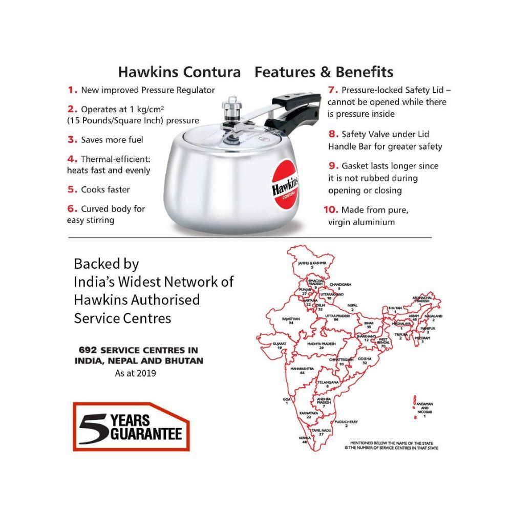 Hawkins Contura 3 L Pressure Cooker (Aluminium)