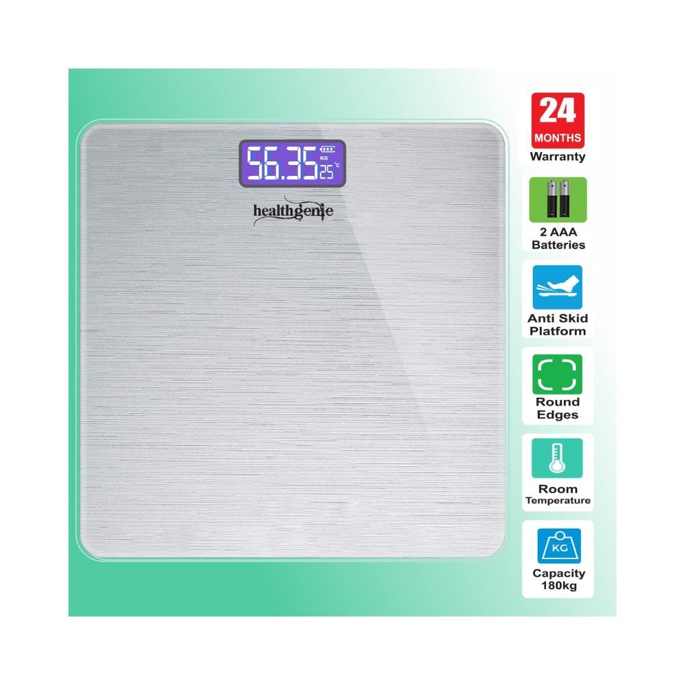 Healthgenie Thick Tempered Glass LCD Display Digital Weight Machine